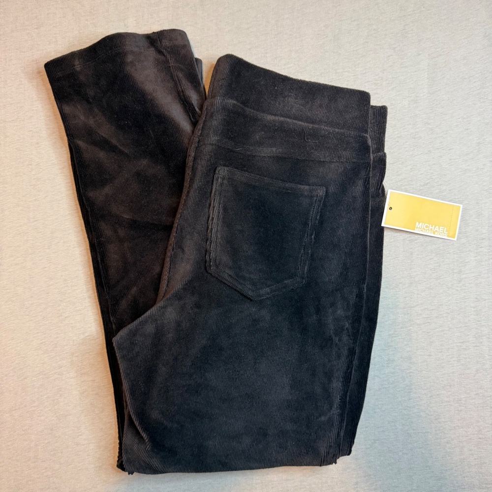 Michael Michael Kors Black Corduroy Straight Ankle Pull-On Pants High Rise P/M